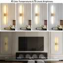 Battery Operated Wall Sconces Set of Two: Dimmable Wireless Wall Lights with Remote, 31-inch LED Rechargeable Sconces, 360 Lighting Wall Scone Decor for TV, Mirror, Bedroom, Living Room(Gold)