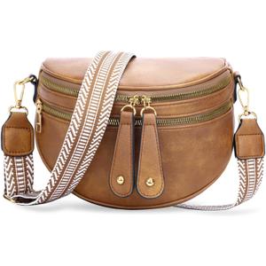 KKXIU Crossbody Sling Bag for Women Trendy Fanny Pack Vegan Leather Chest Bag | Trendy (Brown)
