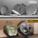 2PCS Black Pot Lid Organizer, Pull-out Pots and Pans Organizer, Under Cabinet Pot Lid Holder for Kitchen, Sliding type Pots and Pans Storage with 16 Adjustable Dividers for Cabinet Pantry Countertop