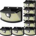 Aootek New Solar Motion Sensor Lights 120 LEDs with Lights Reflector,270 Wide Angle, IP65 Waterproof, Step Lights for Front Door, Yard, Garage, Deck (Black, Daylight White, 8-Pack)