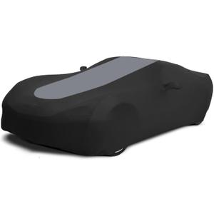 Custom Fit for Corvette C7 C6 C5 Indoor Car Cover Corvette Accessories No Faded UV Resistant Dust-Proof Protection Breathable Anti-Wrinkle with Storage Bag Black & Gray Combo