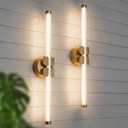 Wall Sconces Set of Two, 22.17" Rechargeable Wall Lights, Gold 8000mAh, Remote Control, 2-Way Mount, CRI95, Type-C & Over-Discharge Protection to Extend Battery Life for Bedroom & Hallway