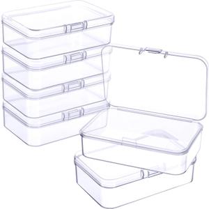 Jetec 6 Pieces Mini Plastic Clear Beads Storage Containers Box for Collecting Small Items, Beads, Jewelry, Business Cards, Game Pieces, Crafts (3.3 x 2.1 x 1 Inch)