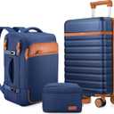 UKEIN Luggage Sets 3 Piece, Carry On Luggage 20In With Spinner Wheels, PC Hard side Suitcase Set with TSA Lock, Durable Carry On Suitcase With Travel Backpack for Men (Blue, 3 piece set (20inch))