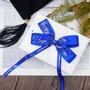 LaRibbons Graduation Ribbon 4 Rolls 1" and 3/8" 20 Yards TTL, Blue and White Gold Congrats Grad Satin Grosgrain Ribbon for Gift Wrapping Class of 2025 Grad Party Lei Making