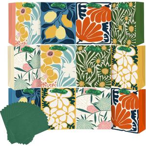 qiqee Clash Flowers Paper Gift Bags with Tissue Paper Handles 12PCS 2.4"x4.7"x6.3" Small Size12pcs Bags + Tissue Paper