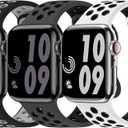 3 Pack Sport Bands Compatible with Apple Watch Band 44mm 45mm 46mm 42mm 41mm 40mm 38mm 49mm for Men Women, Soft Silicone Breathable Wristband for iWatch Series 11 10 9 8 7 6 5 4 3 2 1 SE3 SE Ultra 3 2 1, Anthracite Black/Black Gray/White Black
