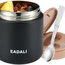 Eadali 15.2oz Kids Food Jar for Hot Food – Vacuum Insulated Lunch Container with 316 Stainless Steel Interior, Leakproof Wide Mouth & Foldable Spoon for School Meals Pack Of 2