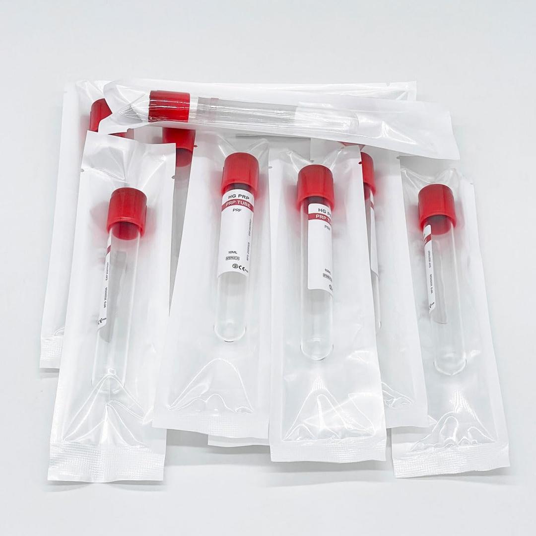 50-Pack 10 mL PRF Tubes  No Additive, Individual Packaging Sterile Vacuum Tubes for Easy Platelet Rich Fibrin Preparation (Red)