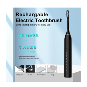Electric Toothbrush with 6 Modes, Rechargeable Toothbrushes with 8 Brush Head, Fast Charge 2 Min and 30s Timer Toothbrush Black