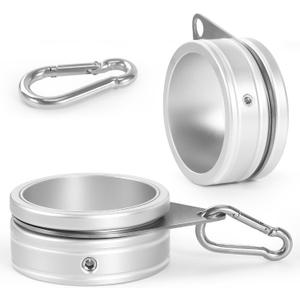 Flag Pole Rings, Aluminum Alloy Flag Pole Clips Swivels 360 Rotating Anti Wrap Mounting Ring with Carabiner, Flag Pole Kit Parts (:2 Inch -Pack of 2(Silver))