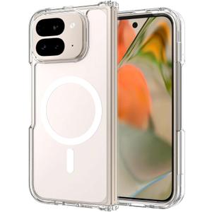 Crystal Clear Magnetic Case for Google Pixel 10 Pro Fold, Compatible with MagSafe, [Strong Magnet] [Non-Yellowing] [10FT Military Grade Protection] Transparent Slim Case Thin Cover - Clear