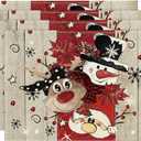 Reindeer Santa Claus Snowflake Christmas Placemats Set of 4, 12x18 Inch Seasonal Winter Table Mats for Party Kitchen Dining Decoration