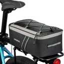 JXFUKAL Rear Bike Rack Bag with Rain Cover, 7L/9L/10L/12L Waterproof Bicycle Ebike Saddle Bag Cycling Pannier Trunk Carrier with Reflector & Adjustable Cord for Commuter Travel Outdoor