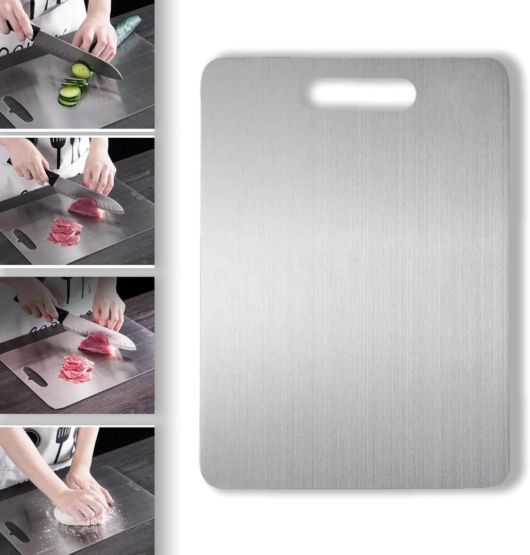 Oversized cutting board,Titanium Cutting BoardNew Upgrade Pure Titanium Cutting Boards For Kitchen, 1 Pack Double Sided Medical-grade Cutting Mat, Stainless Non Stick Chopping Board(23.6 * 15.7inch)