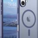 SUPFINE Magnetic for iPhone 16 Case (Compatible with MagSafe) (Military Grade Drop Protection) Slim Translucent Matte Shockproof with Anti-Fingerprint Phone Case,Lavender Gray