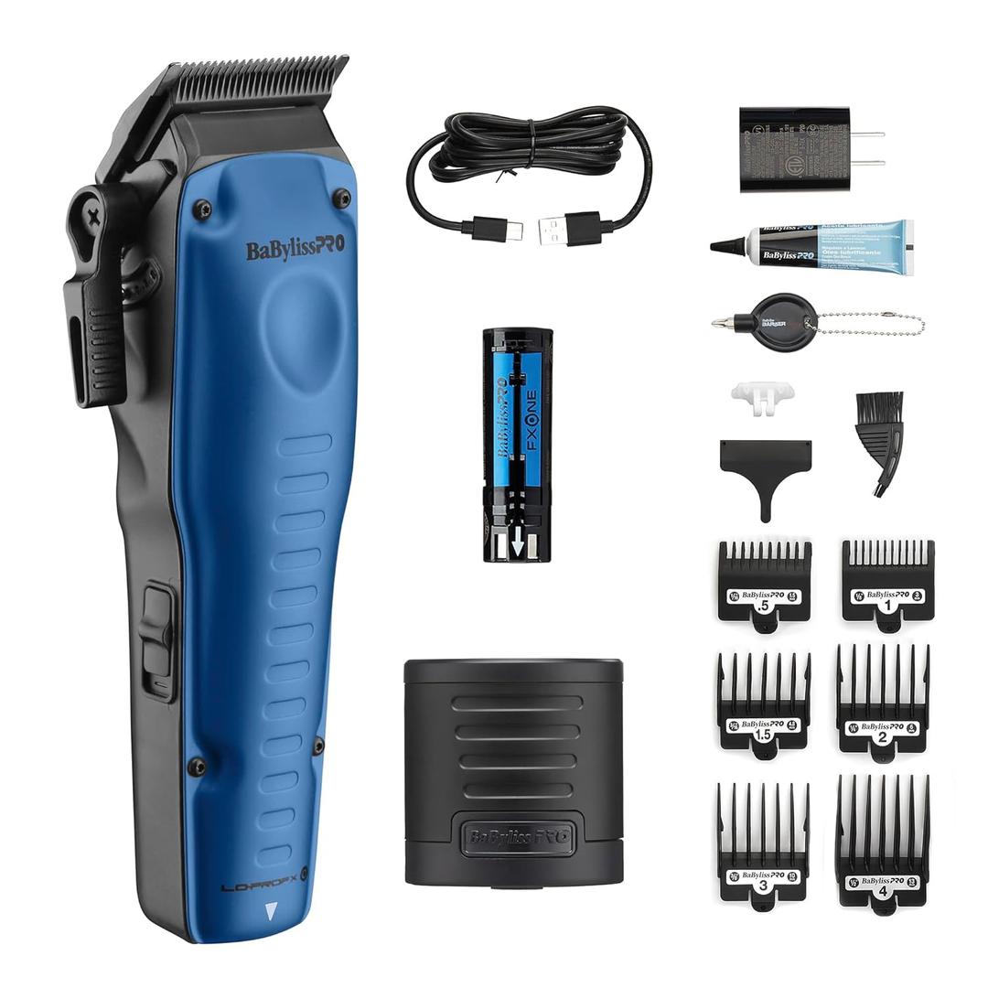 BaBylissPRO FXONE LO-PROFX Professional Cordless Clippers for Men with Interchangeable Battery (Blue)