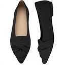 bmhulna Black Flats for Women Pointed Toe Ballet Flats Knit Bow Dressy Flat Shoes with Arch Support for Causal Office Work, Size 9,5