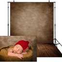 Allenjoy 5x7ft Soft Fabric Brown Wall with Wooden Floor Photography Backdrop Newborn Baby Photoshoot Abstract Portraits Photo Photographer Background Props