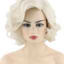 Topcosplay Women Wigs Platinum Blonde Wig Short Curly Halloween Costume Cosplay Wig