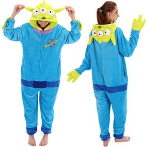 COSUSKET Snug Fit Unisex Adult Onesie Pajamas, Flannel Cosplay Animal One Piece Halloween Costume Sleepwear Home wear (Green/Blue)