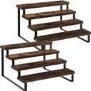 YINMIT Wooden Display Riser Stand, Tiered Perfume and Cologne Organizer Stand, 4 Tier Spice Rack Organizer, Rustic Display Shelf for Candles (4 Tier, 2 Pack) (4 Tier,2 Pack,Brown)