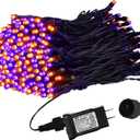 weillsnow Purple&Orange Halloween Lights, 200 LED 66Ft Plug in Waterproof Halloween String Lights, 8 Modes with Memory for Outdoor Indoor Garden Halloween Christmas Decorations (Orange&Purple, 66FT)
