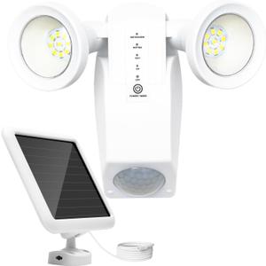 SUNLONG Solar Lights Outdoor Waterproof Motion Lights Separate Solar Panel 16.4 Ft Wires Multi Modes Optional Sensor Light for Courtyard Wall Garage Balcony Walkway (White)