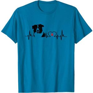 Border Collie Heartbeat Heart Line T-Shirt Gift Idea T-Shirt (Small)
