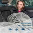 BEDELITE Travel Blanket with Bag, Ultra-Soft Jacquard Fleece Blanket with Luggage Sleeve & Backpack Clip, Airplane Blanket Travel Essentials, Grey