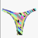 RELLECIGA Women's Black High Cut Thong Bikini Bottom Size L