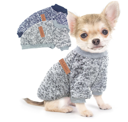 2 Pieces Dog Sweaters for Small Dogs Fall Dog Clothes Male Winter Fleece Pet Sweaters Warm Thick Puppy Outfit Small Dog Sweater for Boy Girl Dogs Teacup Dog, Yorkie, Chihuahua, Pug, XXS, Grey Navy