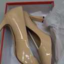 AMBELIGHT Women's Pumps Closed Pointed Toe High Heels Classic Slip On Pumps Sexy Patent Leather Stiletto Heels 3 Inch Wedding Bride Formal Dress Heel Shoes for Women (8.5, Nude)