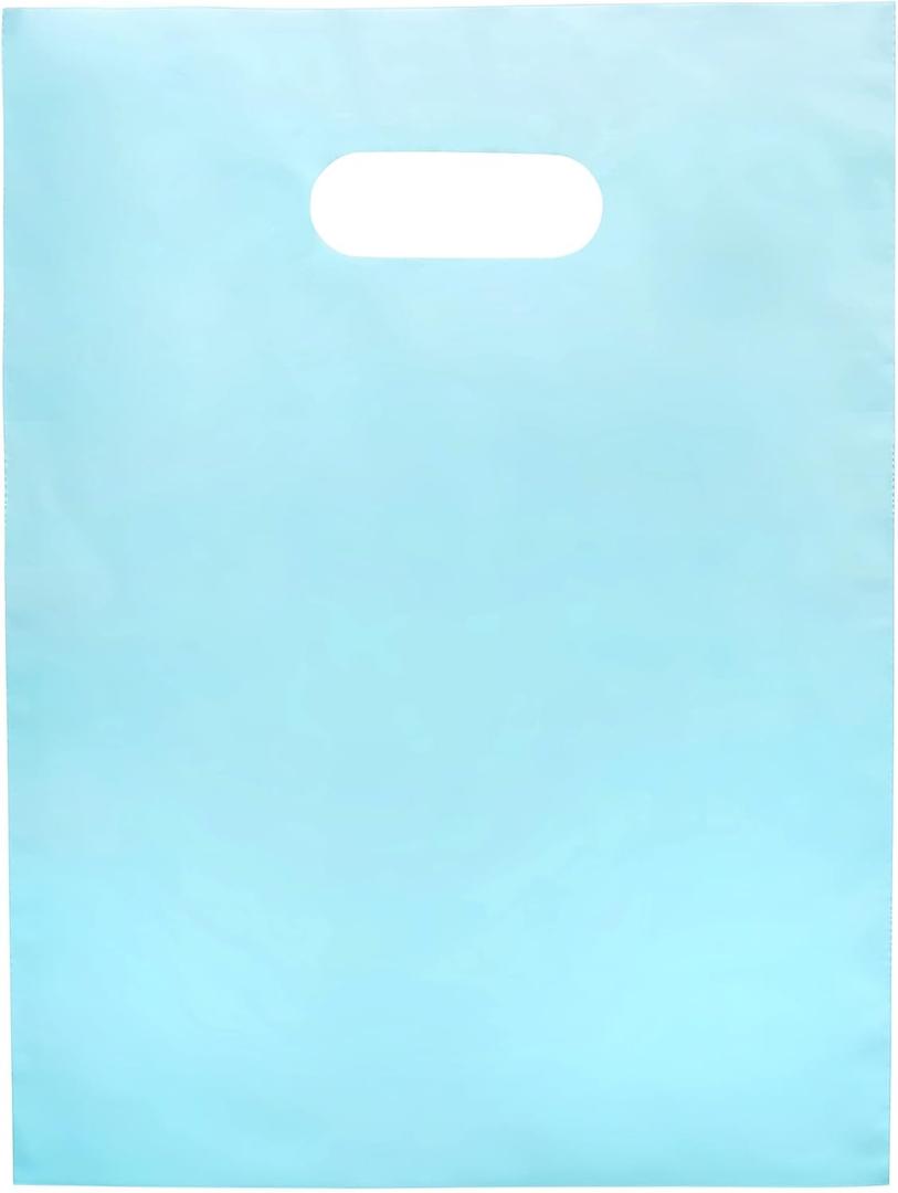 Merchandise Bags Pastel Teal Color 9"x12" Size 100 Count 1.5Mil Thick With Handles