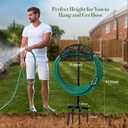 Winpull Garden Hose Holder Detachable, Heavy Duty Metal Water Hose Hanger Freestanding Hose Organizer Hose Holders for Outside (Black)