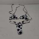 WDIRARA Women's 2 Pieces Cow Print Bikini Set Halter Swimsuit High Cut Bathing Suit, Small