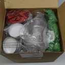 Amyhill 6 Pcs Christmas Tree Candy Jars with Lid Plastic Candy Boxes with Ribbon Card Clear Storage Filling Containers for Christmas Party Favor Xmas Gift Wedding Decoration (Flat Top)