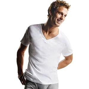 Hanes Men's Hanes Men's V-Neck Undershirt, Cotton Moisture-Wicking White Tee Undershirts, 6  Pack