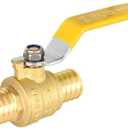 EFIELD 1-Inch Pex Brass Full Port Shut-off Ball Valve, Yellow Handle Brass UPC Certified,(VALVE020)