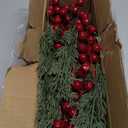 Watayo 45 Pcs Christmas Artificial Pine Branches with Red Berry Stems, 10.5" Faux Evergreen Norfolk Pine Cypress Leaves Stems, Fake Foliage Pine Needles Picks for DIY Craft Garland Home Decor