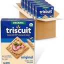 Triscuit Organic Original Whole Grain Wheat Crackers, Organic Crackers, Vegan Snacks, Bulk Lunch Snacks, 6 - 7 oz Boxes