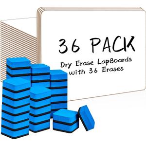Dry Erase LapBoards, PANDRI 36 Pack Double Sided 12.5 x 9 Inch Whiteboards with 36 Erasers, Dry Erase Boards for Office Students Classroom Teacher Supplies