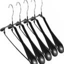 5 Pack Wide Shoulder Hangers Metal Suit Hangers Smooth Soft Gloss Grippy Flexible Thick Rubber Blazer Non Slip Jacket Clothes Hangers Black