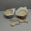 Nagpew 2 Pieces Ceramic Ramen Bowls, 25 Oz Large Soup Bowl with Lid, Spoon, Chopstick, Handpainted Japanese Tableware for Noodles, Salad, Rice, Microwave Dishwasher safe