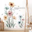 Boho Flower Wall Decals for Girls Poppy Peony Flower Plants Wall Stickers Peel and Stick Vintage Floral Wall Murals Art for Bedroom Living Room Nursery Classroom Wall Decor 69011-YG-A