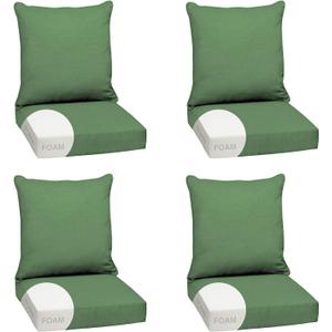 Arden Outdoor Deep Seat Cushion Set, Foam, 4-Pack, 24x24, Moss Green | Sofa, Couch, Conversation Set, Premium High-Density Foam, Never Flattens, Mold and Mildew Resistant