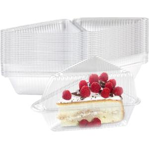 100 Pcs Cake Slice Containers with Lid, Single Clear Plastic Individual Carrier Transparent Disposable Triangle Boxes for Cheesecake, Flan, Cupcake, Sliced Dessert Pie - Take Out, Mini Desechables