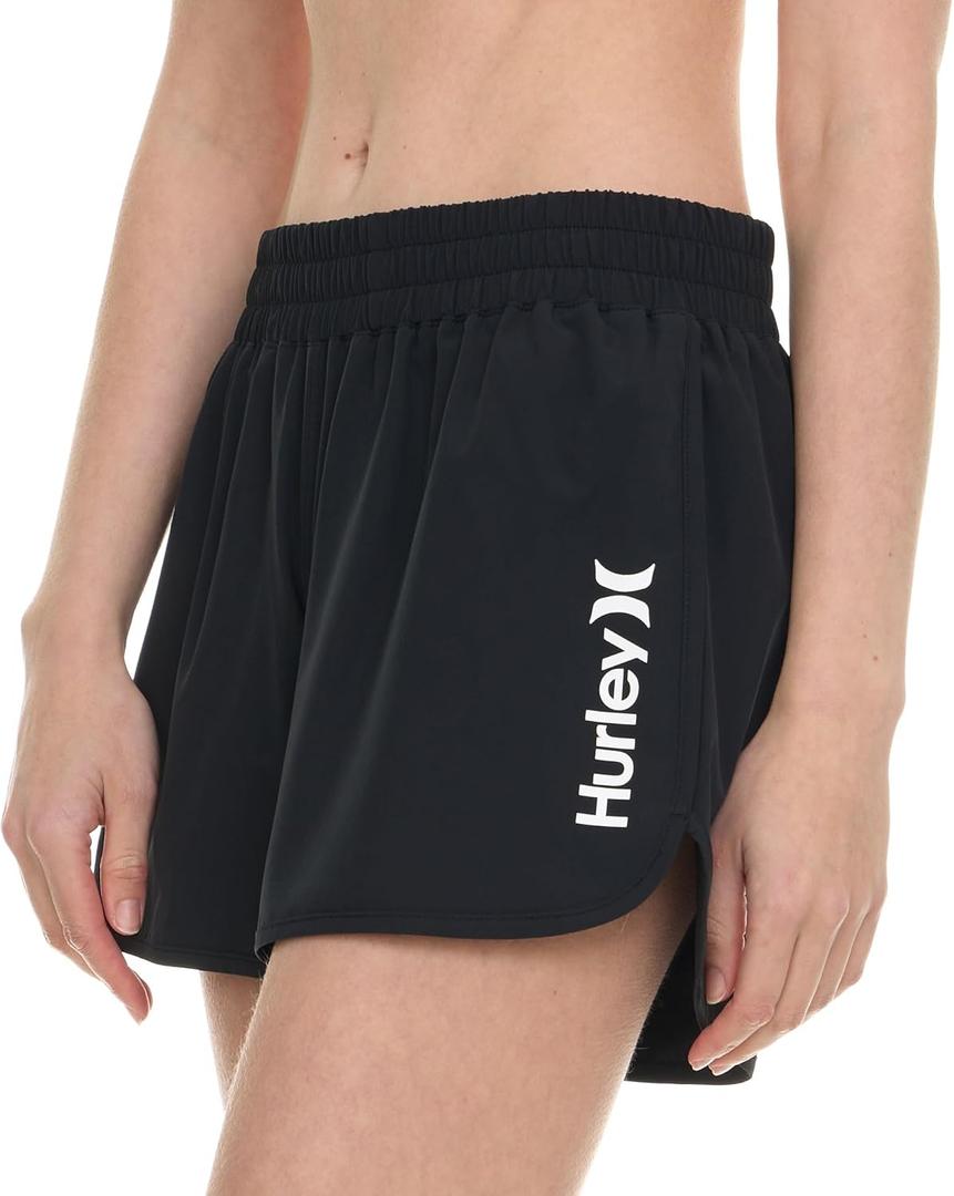 Hurley 5" Swim Board Shorts for Women Swimming Bottoms with Pockets (Small, Black)