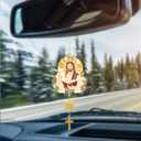2 x Jesus Car Mirror Hanging Christian Gifts for Men Women, Metal Daily Bible Verse Car Rearview Decor Accessories, Christ Ornament Religious Gift for Truck Driver