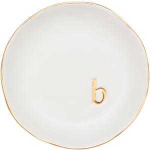 COLLECTIVE HOME - Ceramic Jewelry Tray, Decorative Trinket Dish for Rings Earrings Necklaces Bracelet Watch Keys, Birthday Mother's Day for Women, 4.75", White Surface (B)